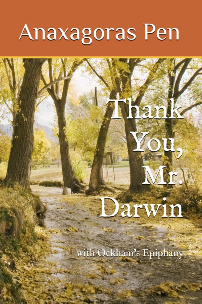 Photo book cover of Thank You, Mr. Darwin with Ockham's Epiphany by Anaxagoras Pen